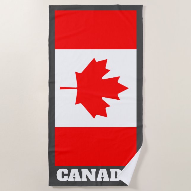 Serviette De Plage Grand drapeau canadien de la feuille d'érable cout (Devant)