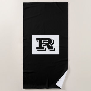 Serviette De Plage Grand Monogramme noir en gras, noir