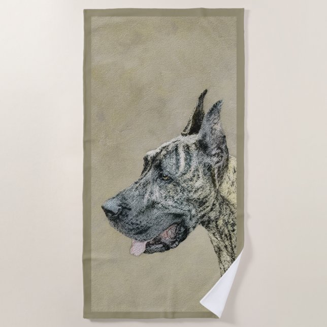 Serviette De Plage Grande Danse (Brindle) Peinture - Art Chien origin (Devant)