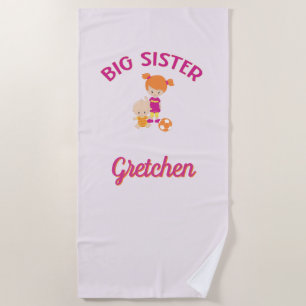 Serviette De Plage Grande Soeur avec Frère Bébé Soeur personnalisée