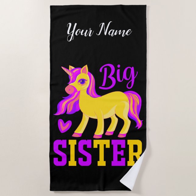 Serviette De Plage Grande soeur licorne magique (Devant)