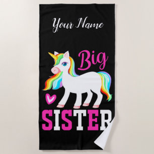 Serviette De Plage Grande Soeur Unicorne Magique avec Mane Arc-en-Cie