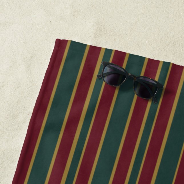 Serviette De Plage Grandes bonbons de Noël Rouge Vert Et Or (En situation)