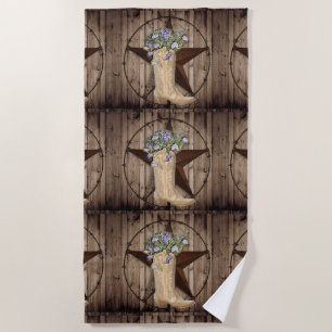 Serviette De Plage grange rustique fleur sauvage western star cowgirl