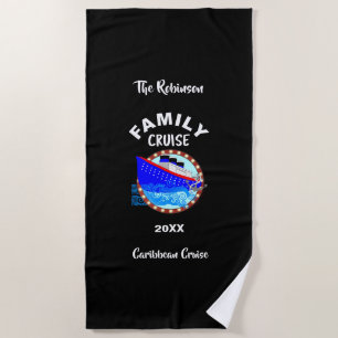 Serviette De Plage Graphique de croisière de vacances en famille pers