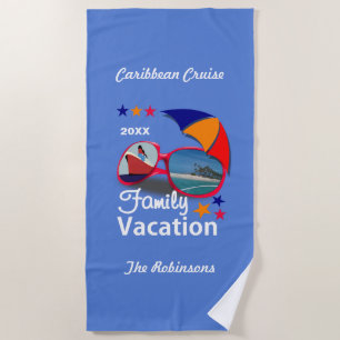 Serviette De Plage Graphique de croisière de vacances en famille pers