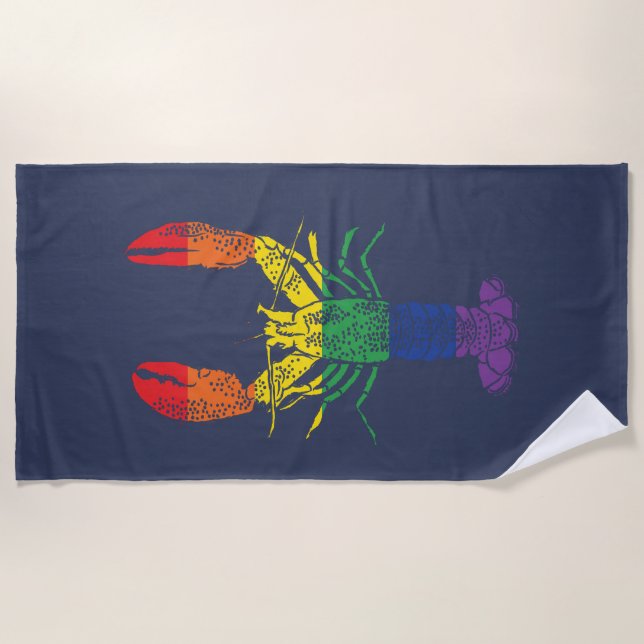 Serviette De Plage Graphique de homard avec Fierté Arc-en-ciel (Devant)