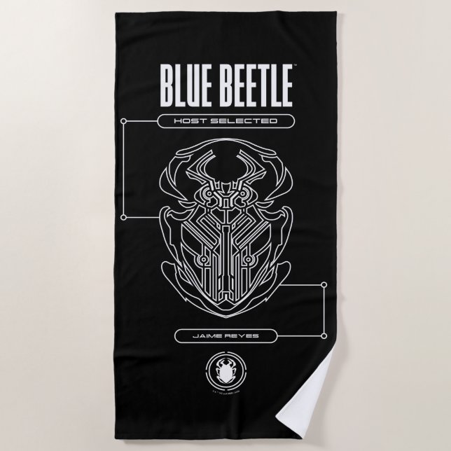 Serviette De Plage Graphique technique du scarabée bleu (Devant)