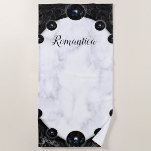 Serviette De Plage Graphiques de la sphère de marbre blanc et noir