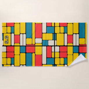 Serviette De Plage Grave 80s géométrique moderne brillant