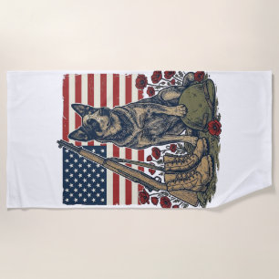 Serviette De Plage Gravure vintage commémorative patriotique Blue Hee