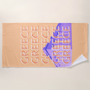 Serviette De Plage Grèce, Athènes Travel Art, Orange