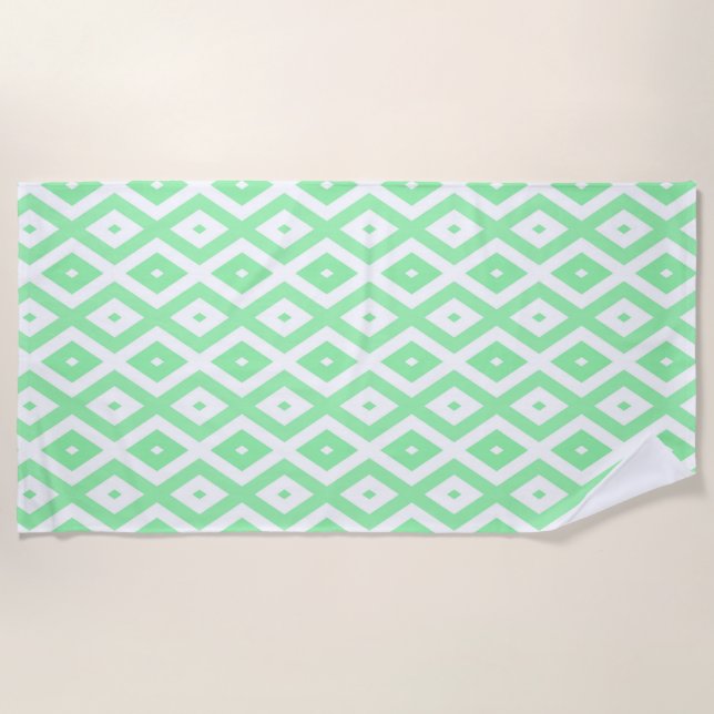 Serviette De Plage Green and white diamond pattern (Devant)