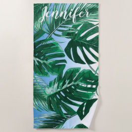 Serviette De Plage Green Custom Tropical Island Vacances Party