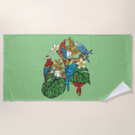 Serviette de plage Green Macaw