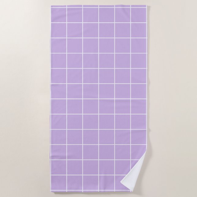 Serviette De Plage Grille Lilac et blanc (Devant)