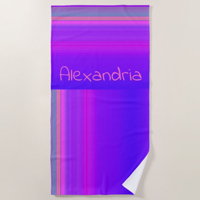 Serviette De Plage Grille Ombre rose chaud violet personnalisée (Devant)