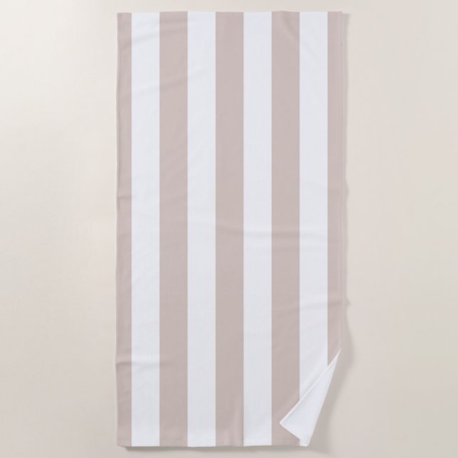 Serviette De Plage Grilles Verticales Bbeige Et Blanc Gratté (Devant)