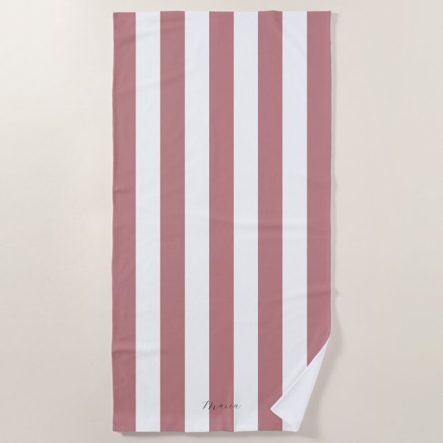 Serviette De Plage Grilles verticales épaisses Nom du Rose poussiéreu (Devant)