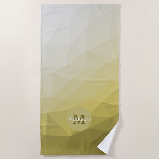 Serviette De Plage Gris Jaune ombre Mesh cool Motif Monogramme (Devant)