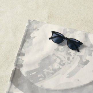 Serviette De Plage Gris neutre et blanc Abstrait
