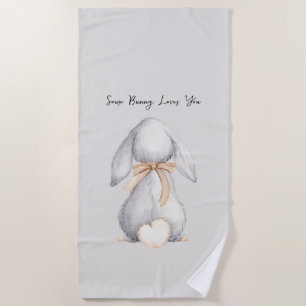 Serviette De Plage Gris Some Bunny vous aime