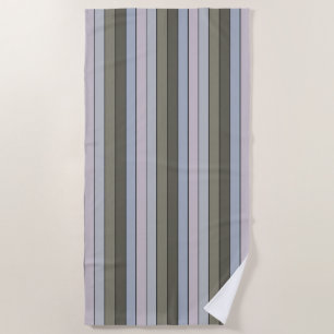Serviette De Plage Gris Verts Et Rayures Noires Sur Papier Aquarelle