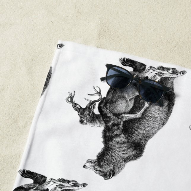 Serviette De Plage Grizzly ours chasse cerfs Dessin simple (En situation)