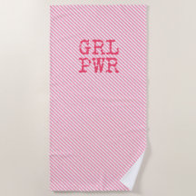GRLPWR - Pink Stripes & Fun Quote Girpower