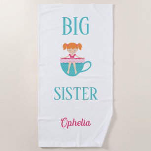 Serviette De Plage Grosse Soeur Tea personnalisé Texte personnalisé