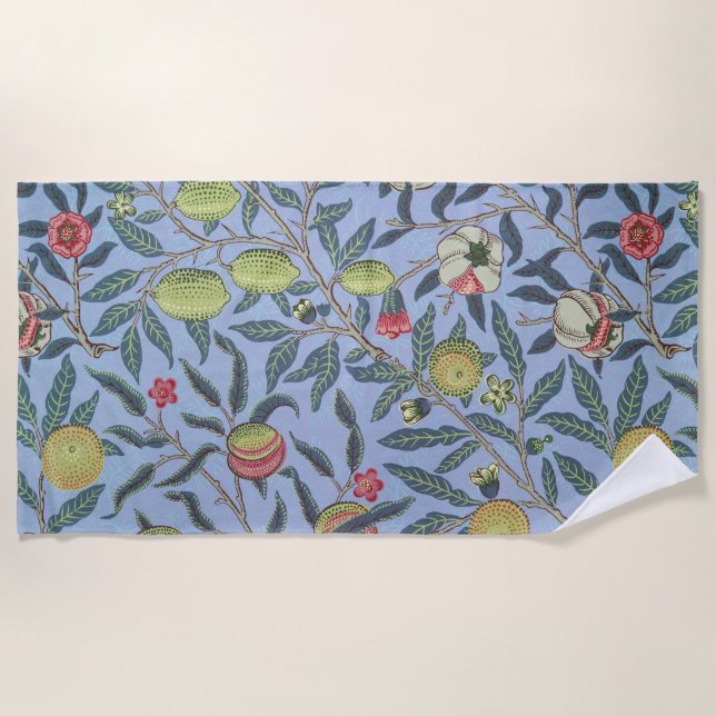 Serviette De Plage Guillaume Morris Fruit Pomegranate Blue Orament (Devant)
