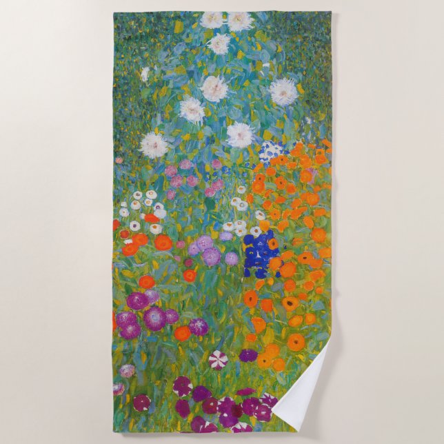 Serviette De Plage Gustav Klimt - Jardin des fleurs (Devant)