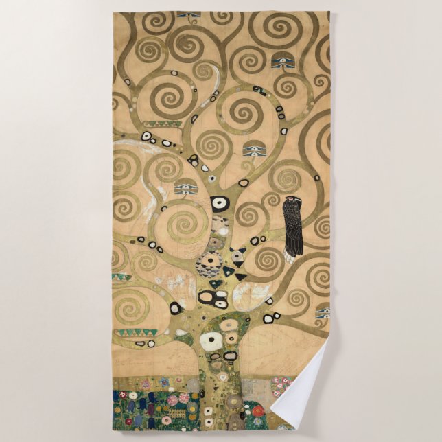 Serviette De Plage Gustav Klimt - L'Arbre de Vie, La Frieze Stoclet (Devant)