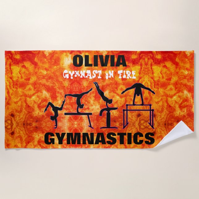 Serviette De Plage Gymnaste en feu - Filles Gymnastique Beach Towne (Devant)
