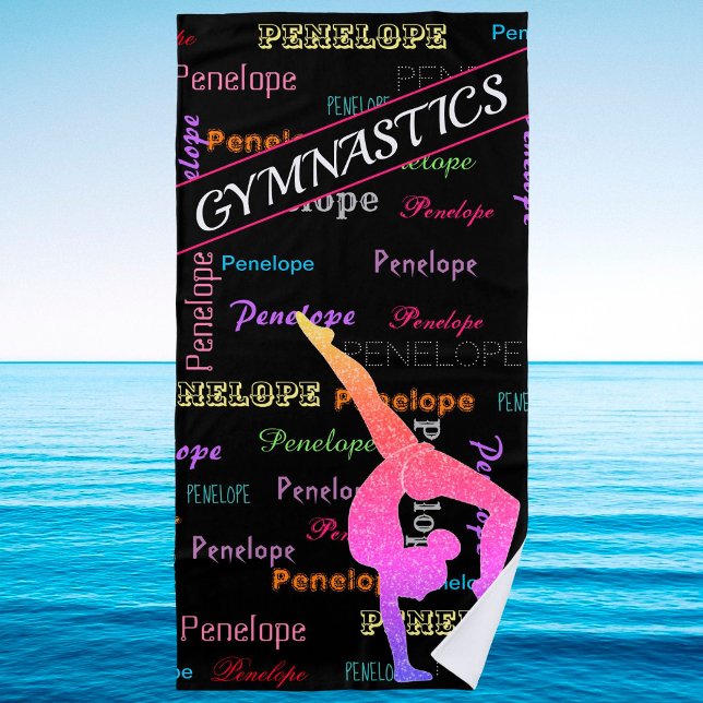 Serviette de plage Gymnastique avec nom de gymnast (Créateur téléchargé)