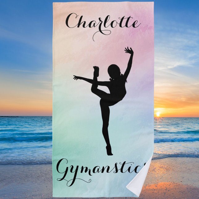 Serviette De Plage Gymnastique Pastel Purple Green Personnalisé (Créateur téléchargé)