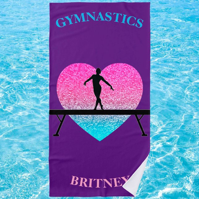 Serviette De Plage Gymnastique Poudre Coeur étincelant Purple Beach S (Créateur téléchargé)