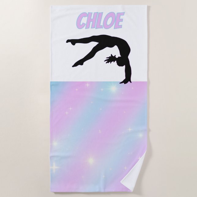 Serviette De Plage Gymnastique violet Lilac et bébé bleu pastel (Devant)