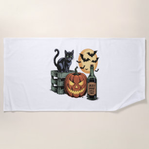 Serviette De Plage Halloween de la bière de chat citrouille
