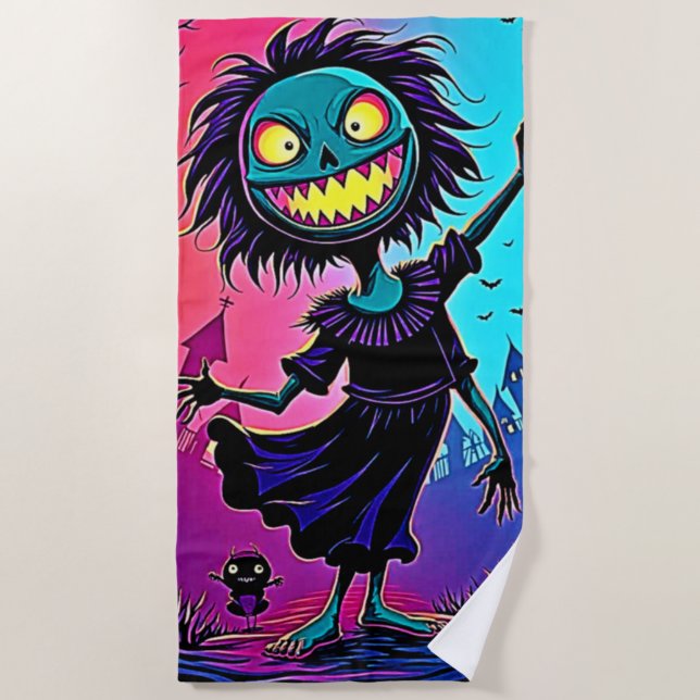 Serviette De Plage Halloween de nuit éffrayante conception créatrice (Devant)