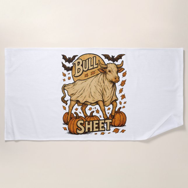 Serviette De Plage Halloween feuille de taureau de vache (Devant)