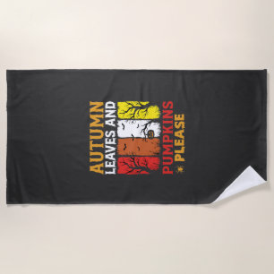 Serviette De Plage Halloween Feuilles d'Automne et Citrouilles Design
