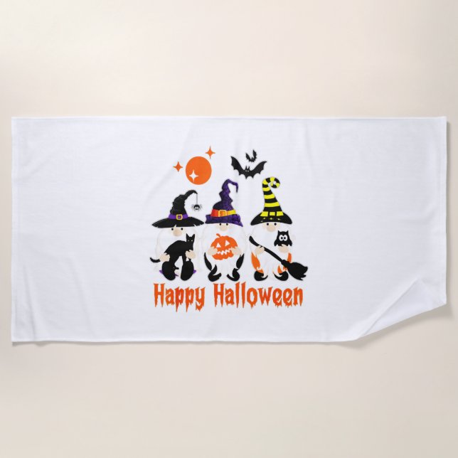 Serviette De Plage Halloween Gnomes mignonne Automne Citrouille Autom (Devant)