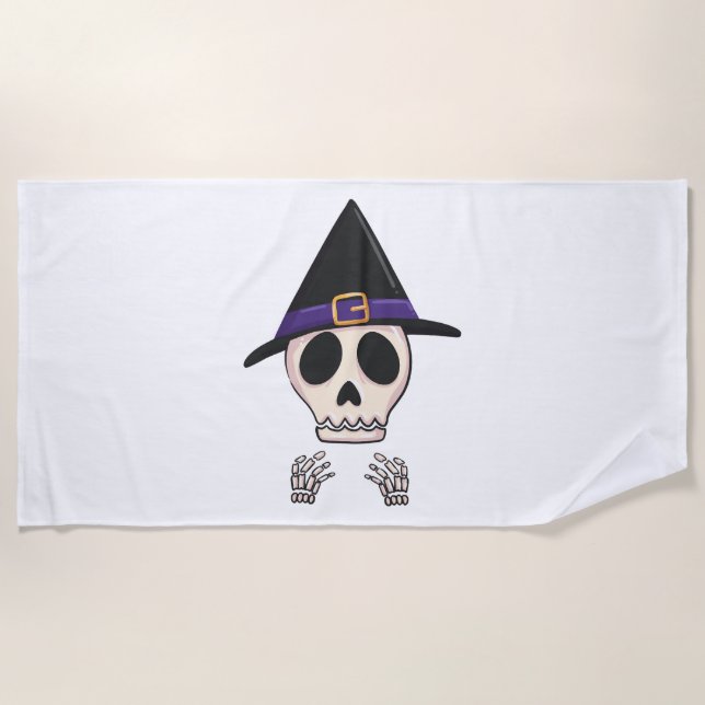 Serviette De Plage Halloween Skeleton design, Halloween Éffrayant (Devant)