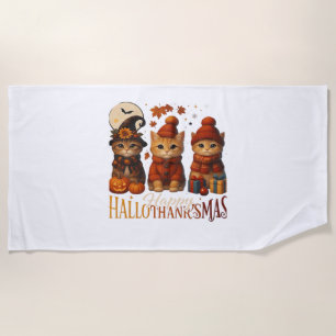 Serviette De Plage Halloween Thanksgiving Noël Happy HalloThanks