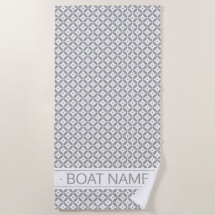Serviette De Plage Hamptons gris chaud Style Personnalisé Nom du bate