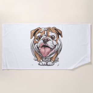 Serviette De Plage Happy Bulldog