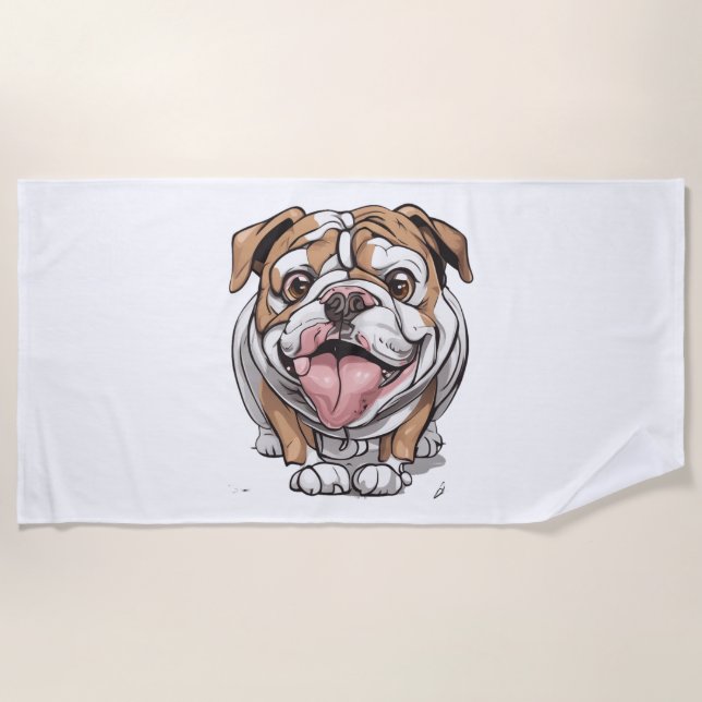 Serviette De Plage Happy Bulldog (Devant)