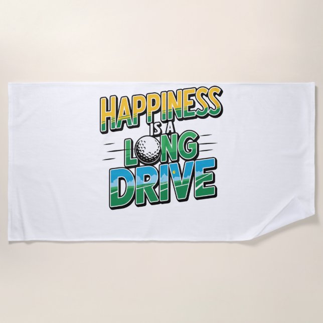 Serviette De Plage Happy is a Long Drive, Golf (Devant)