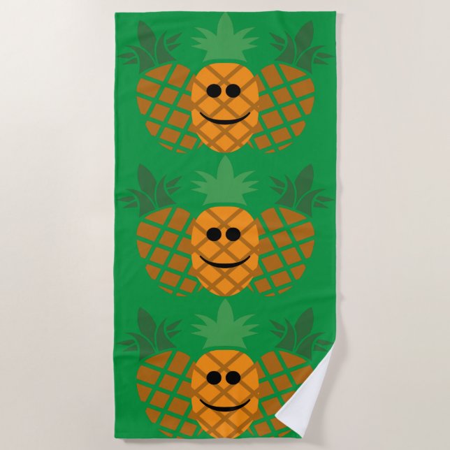 Serviette De Plage Happy Pineapple Design - Beach Towel (Devant)